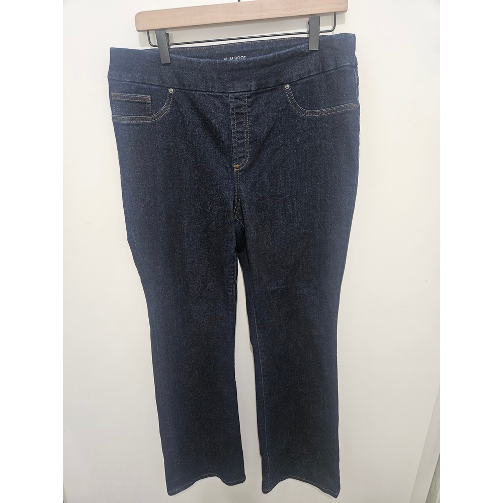 Chicos Slim Boot Pull On Jeans‎ Indigo Blue Denim Size 1.5R 10R